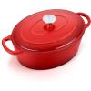 imageEfar 7QT Oval Dutch Oven Pot with Lid Enameled Cast Iron Dutch Oven with Dual Handles for Sourdough Bread Baking Cooking Nonstick Enamel Coated CookwareBlue NonToxic ampamp Easy CleanRed
