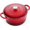imageEfar 7QT Oval Dutch Oven Pot with Lid Enameled Cast Iron Dutch Oven with Dual Handles for Sourdough Bread Baking Cooking Nonstick Enamel Coated CookwareBlue NonToxic ampamp Easy CleanRed