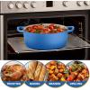 imageEfar 7QT Oval Dutch Oven Pot with Lid Enameled Cast Iron Dutch Oven with Dual Handles for Sourdough Bread Baking Cooking Nonstick Enamel Coated CookwareBlue NonToxic ampamp Easy CleanBlue