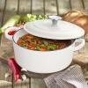 imageEfar 7QT Oval Dutch Oven Pot with Lid Enameled Cast Iron Dutch Oven with Dual Handles for Sourdough Bread Baking Cooking Nonstick Enamel Coated CookwareBlue NonToxic ampamp Easy CleanWhite
