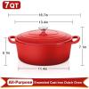 imageEfar 7QT Oval Dutch Oven Pot with Lid Enameled Cast Iron Dutch Oven with Dual Handles for Sourdough Bread Baking Cooking Nonstick Enamel Coated CookwareBlue NonToxic ampamp Easy CleanRed