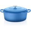 imageEfar 7QT Oval Dutch Oven Pot with Lid Enameled Cast Iron Dutch Oven with Dual Handles for Sourdough Bread Baking Cooking Nonstick Enamel Coated CookwareBlue NonToxic ampamp Easy CleanBlue