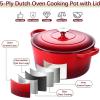 imageEfar 7QT Oval Dutch Oven Pot with Lid Enameled Cast Iron Dutch Oven with Dual Handles for Sourdough Bread Baking Cooking Nonstick Enamel Coated CookwareBlue NonToxic ampamp Easy CleanRed