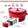 imageEfar 7QT Oval Dutch Oven Pot with Lid Enameled Cast Iron Dutch Oven with Dual Handles for Sourdough Bread Baking Cooking Nonstick Enamel Coated CookwareBlue NonToxic ampamp Easy CleanRed