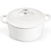 imageEfar 7QT Oval Dutch Oven Pot with Lid Enameled Cast Iron Dutch Oven with Dual Handles for Sourdough Bread Baking Cooking Nonstick Enamel Coated CookwareBlue NonToxic ampamp Easy CleanWhite