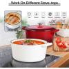 imageEfar 7QT Oval Dutch Oven Pot with Lid Enameled Cast Iron Dutch Oven with Dual Handles for Sourdough Bread Baking Cooking Nonstick Enamel Coated CookwareBlue NonToxic ampamp Easy CleanWhite
