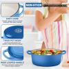 imageEfar 7QT Oval Dutch Oven Pot with Lid Enameled Cast Iron Dutch Oven with Dual Handles for Sourdough Bread Baking Cooking Nonstick Enamel Coated CookwareBlue NonToxic ampamp Easy CleanBlue