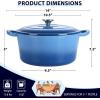 imageEfar 7QT Oval Dutch Oven Pot with Lid Enameled Cast Iron Dutch Oven with Dual Handles for Sourdough Bread Baking Cooking Nonstick Enamel Coated CookwareBlue NonToxic ampamp Easy CleanBlue