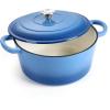 imageEfar 7QT Oval Dutch Oven Pot with Lid Enameled Cast Iron Dutch Oven with Dual Handles for Sourdough Bread Baking Cooking Nonstick Enamel Coated CookwareBlue NonToxic ampamp Easy CleanBlue