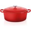 imageEfar 7QT Oval Dutch Oven Pot with Lid Enameled Cast Iron Dutch Oven with Dual Handles for Sourdough Bread Baking Cooking Nonstick Enamel Coated CookwareBlue NonToxic ampamp Easy CleanRed