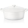 imageEfar 7QT Oval Dutch Oven Pot with Lid Enameled Cast Iron Dutch Oven with Dual Handles for Sourdough Bread Baking Cooking Nonstick Enamel Coated CookwareBlue NonToxic ampamp Easy CleanWhite