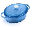 imageEfar 7QT Oval Dutch Oven Pot with Lid Enameled Cast Iron Dutch Oven with Dual Handles for Sourdough Bread Baking Cooking Nonstick Enamel Coated CookwareBlue NonToxic ampamp Easy CleanBlue