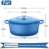 imageEfar 7QT Oval Dutch Oven Pot with Lid Enameled Cast Iron Dutch Oven with Dual Handles for Sourdough Bread Baking Cooking Nonstick Enamel Coated CookwareBlue NonToxic ampamp Easy CleanBlue