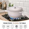 imageEfar 7QT Oval Dutch Oven Pot with Lid Enameled Cast Iron Dutch Oven with Dual Handles for Sourdough Bread Baking Cooking Nonstick Enamel Coated CookwareBlue NonToxic ampamp Easy CleanKhaki