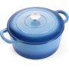 imageEfar 7QT Oval Dutch Oven Pot with Lid Enameled Cast Iron Dutch Oven with Dual Handles for Sourdough Bread Baking Cooking Nonstick Enamel Coated CookwareBlue NonToxic ampamp Easy CleanBlue