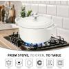 imageEfar 7QT Oval Dutch Oven Pot with Lid Enameled Cast Iron Dutch Oven with Dual Handles for Sourdough Bread Baking Cooking Nonstick Enamel Coated CookwareBlue NonToxic ampamp Easy CleanWhite