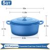 imageEfar 7QT Oval Dutch Oven Pot with Lid Enameled Cast Iron Dutch Oven with Dual Handles for Sourdough Bread Baking Cooking Nonstick Enamel Coated CookwareBlue NonToxic ampamp Easy CleanBlue