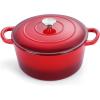 imageEfar 7QT Oval Dutch Oven Pot with Lid Enameled Cast Iron Dutch Oven with Dual Handles for Sourdough Bread Baking Cooking Nonstick Enamel Coated CookwareBlue NonToxic ampamp Easy CleanRed
