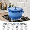 imageEfar 7QT Oval Dutch Oven Pot with Lid Enameled Cast Iron Dutch Oven with Dual Handles for Sourdough Bread Baking Cooking Nonstick Enamel Coated CookwareBlue NonToxic ampamp Easy CleanBlue