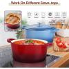 imageEfar 7QT Oval Dutch Oven Pot with Lid Enameled Cast Iron Dutch Oven with Dual Handles for Sourdough Bread Baking Cooking Nonstick Enamel Coated CookwareBlue NonToxic ampamp Easy CleanRed