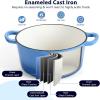 imageEfar 7QT Oval Dutch Oven Pot with Lid Enameled Cast Iron Dutch Oven with Dual Handles for Sourdough Bread Baking Cooking Nonstick Enamel Coated CookwareBlue NonToxic ampamp Easy CleanBlue