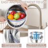 imageEfar Colander with Mixing Bowl Set 41 Stainless Steel Colander Strainers Bowl with Graters for Kitchen Rotatable Food Strainer Bowl for Rinsing Fruits VegetablesDraining Pasta  BlackKhaki