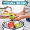 imageEfar Colander with Mixing Bowl Set 41 Stainless Steel Colander Strainers Bowl with Graters for Kitchen Rotatable Food Strainer Bowl for Rinsing Fruits VegetablesDraining Pasta  BlackBlue