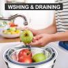 imageEfar Colander with Mixing Bowl Set 41 Stainless Steel Colander Strainers Bowl with Graters for Kitchen Rotatable Food Strainer Bowl for Rinsing Fruits VegetablesDraining Pasta  BlackBlack