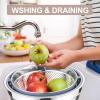 imageEfar Colander with Mixing Bowl Set 41 Stainless Steel Colander Strainers Bowl with Graters for Kitchen Rotatable Food Strainer Bowl for Rinsing Fruits VegetablesDraining Pasta  BlackKhaki
