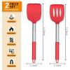imageEfar Cooking Utensils Set of 4 Silicone Kitchen Utensils for Nonstick Cookware Heat Resistant ampamp Nontoxic Slotted Spatula Solid Spoon Turner for Flipping Mixing Serving BastingPinkRed