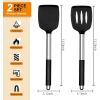imageEfar Cooking Utensils Set of 4 Silicone Kitchen Utensils for Nonstick Cookware Heat Resistant ampamp Nontoxic Slotted Spatula Solid Spoon Turner for Flipping Mixing Serving BastingPinkBlack