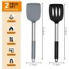 imageEfar Cooking Utensils Set of 4 Silicone Kitchen Utensils for Nonstick Cookware Heat Resistant ampamp Nontoxic Slotted Spatula Solid Spoon Turner for Flipping Mixing Serving BastingPinkBlack  Grey