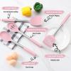 imageEfar Cooking Utensils Set of 4 Silicone Kitchen Utensils for Nonstick Cookware Heat Resistant ampamp Nontoxic Slotted Spatula Solid Spoon Turner for Flipping Mixing Serving BastingPinkPink