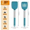 imageEfar Cooking Utensils Set of 4 Silicone Kitchen Utensils for Nonstick Cookware Heat Resistant ampamp Nontoxic Slotted Spatula Solid Spoon Turner for Flipping Mixing Serving BastingPinkTeal Blue