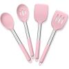 imageEfar Cooking Utensils Set of 4 Silicone Kitchen Utensils for Nonstick Cookware Heat Resistant ampamp Nontoxic Slotted Spatula Solid Spoon Turner for Flipping Mixing Serving BastingPinkPink
