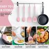 imageEfar Cooking Utensils Set of 4 Silicone Kitchen Utensils for Nonstick Cookware Heat Resistant ampamp Nontoxic Slotted Spatula Solid Spoon Turner for Flipping Mixing Serving BastingPinkPink