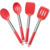 imageEfar Cooking Utensils Set of 4 Silicone Kitchen Utensils for Nonstick Cookware Heat Resistant ampamp Nontoxic Slotted Spatula Solid Spoon Turner for Flipping Mixing Serving BastingPinkRed