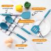 imageEfar Cooking Utensils Set of 4 Silicone Kitchen Utensils for Nonstick Cookware Heat Resistant ampamp Nontoxic Slotted Spatula Solid Spoon Turner for Flipping Mixing Serving BastingPinkTeal Blue