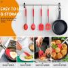 imageEfar Cooking Utensils Set of 4 Silicone Kitchen Utensils for Nonstick Cookware Heat Resistant ampamp Nontoxic Slotted Spatula Solid Spoon Turner for Flipping Mixing Serving BastingPinkRed