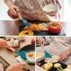 imageEfar Cooking Utensils Set of 6 Silicone Kitchen Utensils with Wooden Handle Nonstick Cookware Friendly ampamp Heat Resistant Includes SpatulaLadleSlotted TurnerServing SpoonSpaghetti ServerBlackTeal Blue
