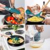 imageEfar Cooking Utensils Set of 6 Silicone Kitchen Utensils with Wooden Handle Nonstick Cookware Friendly ampamp Heat Resistant Includes SpatulaLadleSlotted TurnerServing SpoonSpaghetti ServerBlackTeal Blue