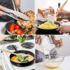 imageEfar Cooking Utensils Set of 6 Silicone Kitchen Utensils with Wooden Handle Nonstick Cookware Friendly ampamp Heat Resistant Includes SpatulaLadleSlotted TurnerServing SpoonSpaghetti ServerBlackKhaki