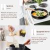 imageEfar Cooking Utensils Set of 6 Silicone Kitchen Utensils with Wooden Handle Nonstick Cookware Friendly ampamp Heat Resistant Includes SpatulaLadleSlotted TurnerServing SpoonSpaghetti ServerBlackKhaki