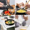 imageEfar Cooking Utensils Set of 6 Silicone Kitchen Utensils with Wooden Handle Nonstick Cookware Friendly ampamp Heat Resistant Includes SpatulaLadleSlotted TurnerServing SpoonSpaghetti ServerBlackGray