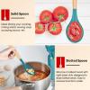 imageEfar Cooking Utensils Set of 6 Silicone Kitchen Utensils with Wooden Handle Nonstick Cookware Friendly ampamp Heat Resistant Includes SpatulaLadleSlotted TurnerServing SpoonSpaghetti ServerBlackTeal Blue