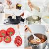 imageEfar Cooking Utensils Set of 6 Silicone Kitchen Utensils with Wooden Handle Nonstick Cookware Friendly ampamp Heat Resistant Includes SpatulaLadleSlotted TurnerServing SpoonSpaghetti ServerBlackWhite