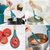 imageEfar Cooking Utensils Set of 6 Silicone Kitchen Utensils with Wooden Handle Nonstick Cookware Friendly ampamp Heat Resistant Includes SpatulaLadleSlotted TurnerServing SpoonSpaghetti ServerBlackTeal Blue