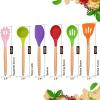 imageEfar Cooking Utensils Set of 6 Silicone Kitchen Utensils with Wooden Handle Nonstick Cookware Friendly ampamp Heat Resistant Includes SpatulaLadleSlotted TurnerServing SpoonSpaghetti ServerBlackMulticolor