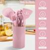 imageEfar Cooking Utensils Set of 6 Silicone Kitchen Utensils with Wooden Handle Nonstick Cookware Friendly ampamp Heat Resistant Includes SpatulaLadleSlotted TurnerServing SpoonSpaghetti ServerBlackPink