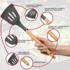 imageEfar Cooking Utensils Set of 6 Silicone Kitchen Utensils with Wooden Handle Nonstick Cookware Friendly ampamp Heat Resistant Includes SpatulaLadleSlotted TurnerServing SpoonSpaghetti ServerBlackGray